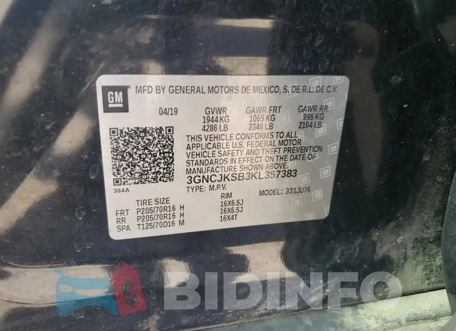 3GNCJKSB3KL357383 Photo# 13