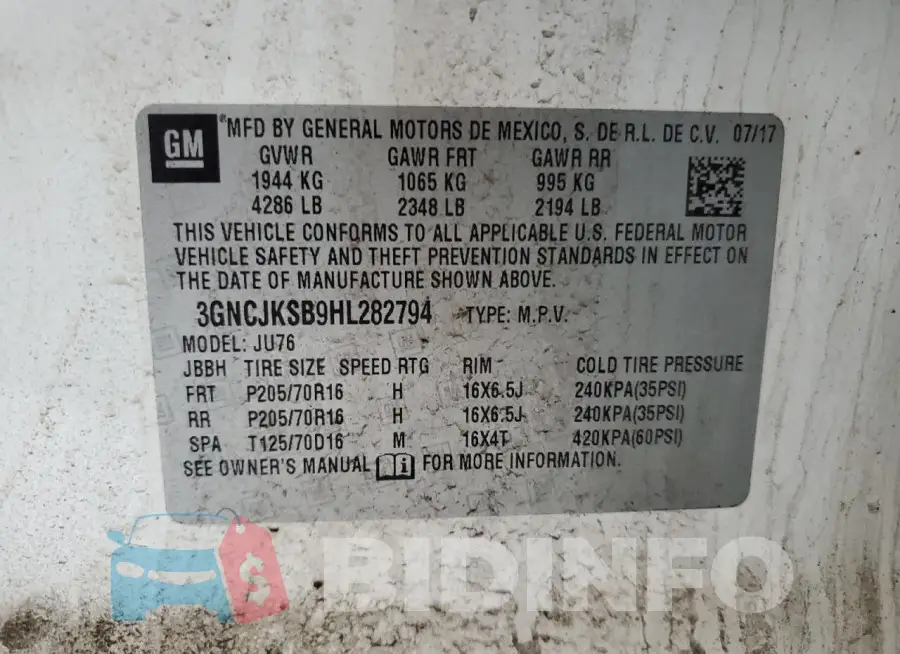 3GNCJKSB9HL282794 Photo# 13