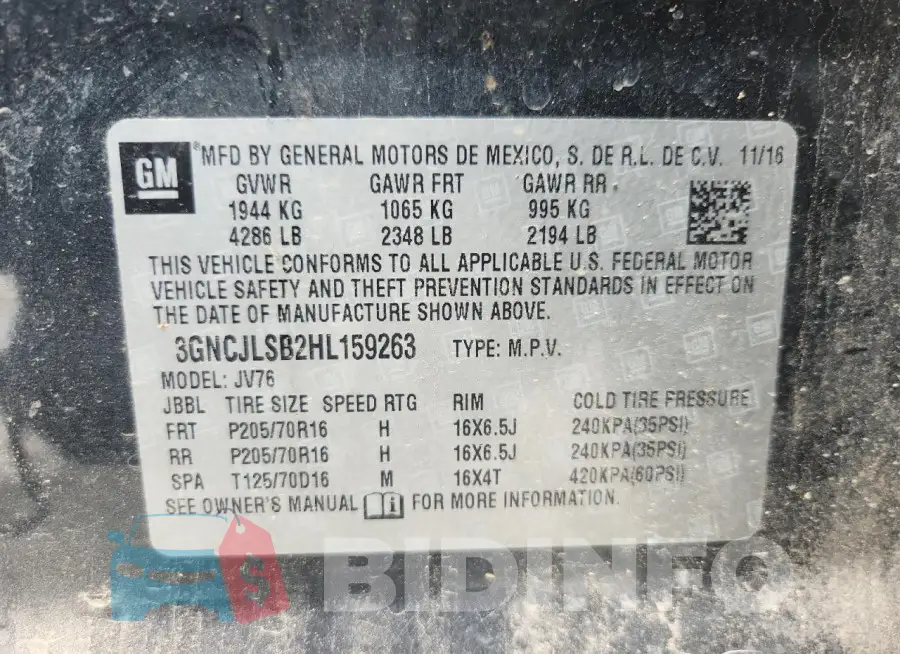 3GNCJLSB2HL159263 Photo# 13