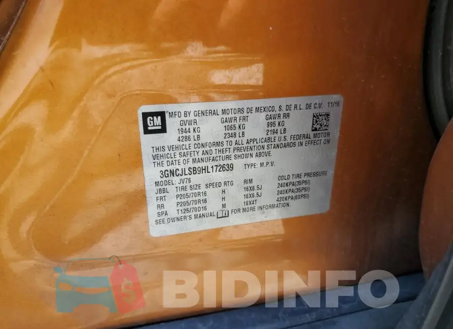 3GNCJLSB9HL172639 Photo# 14
