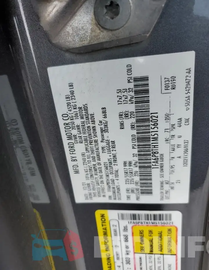 1FA6P8TH1M5156021 Photo# 12