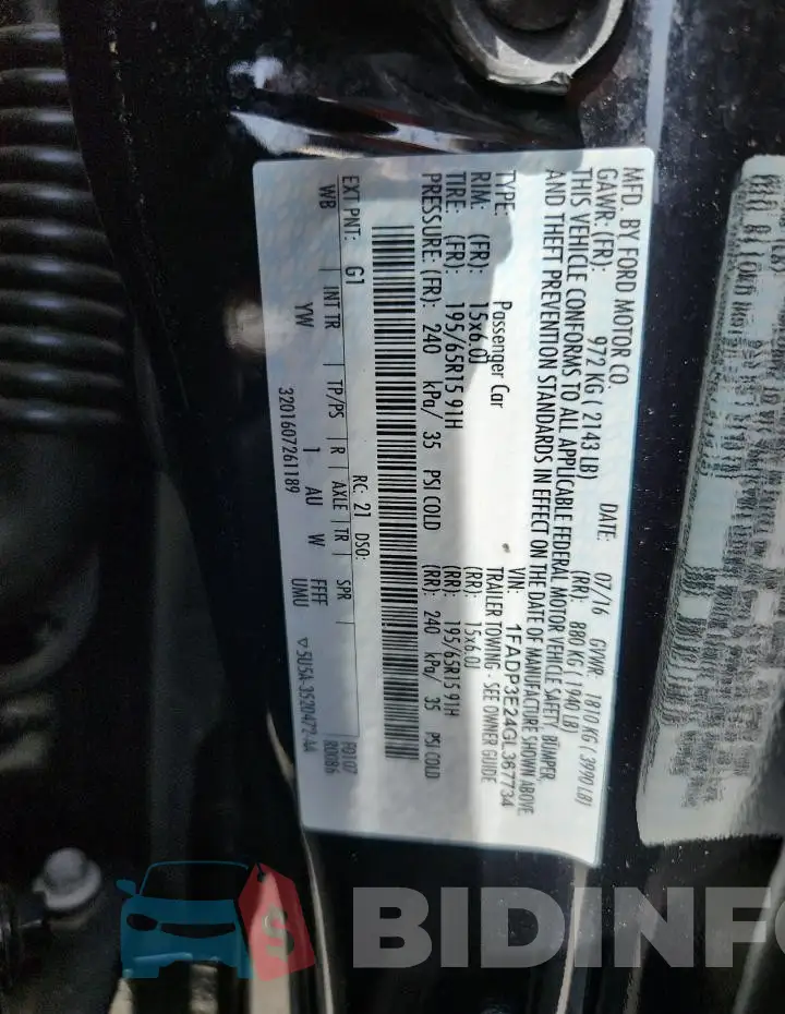 1FADP3E24GL367734 Photo# 12