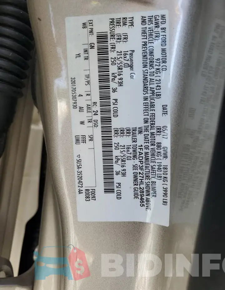1FADP3F27HL289465 Photo# 13