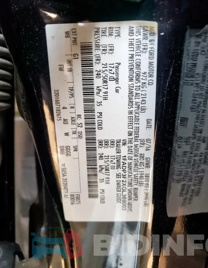 1FADP3F2XGL369003 Photo# 12