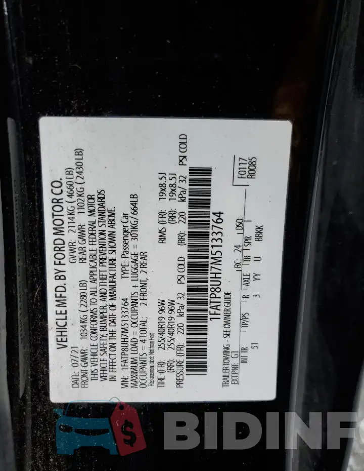 1FATP8UH7M5133764 Photo# 13