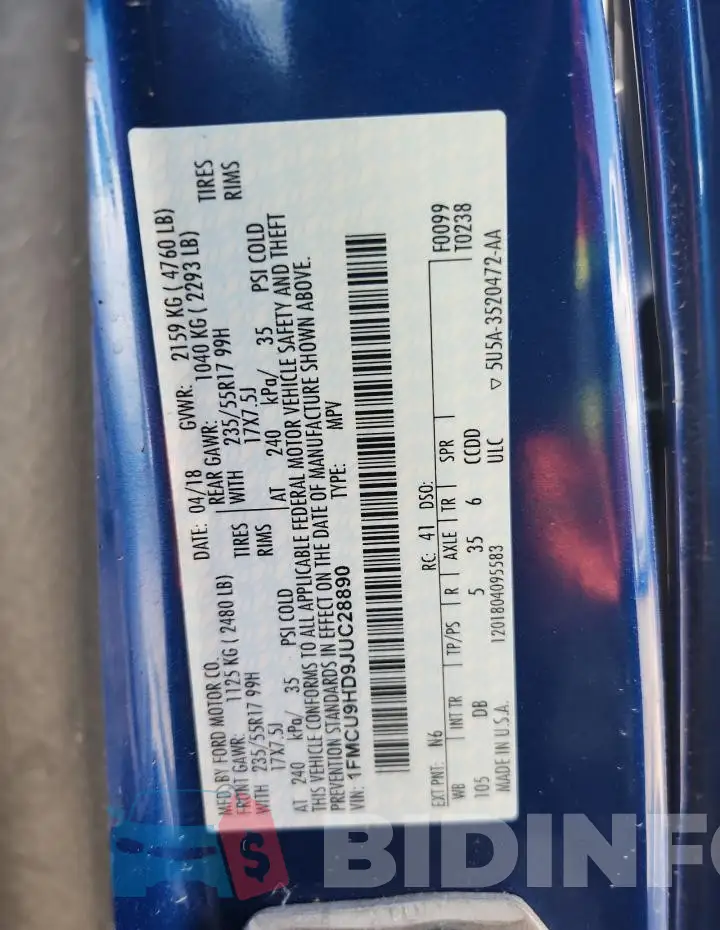 1FMCU9HD9JUC28890 Photo# 13