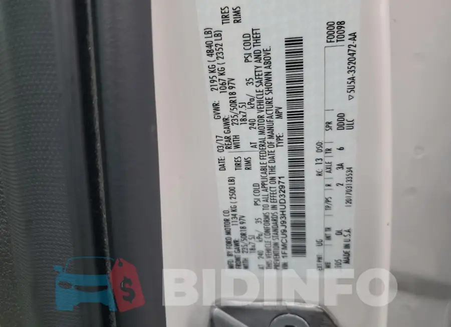 1FMCU9J93HUD32971 Photo# 12