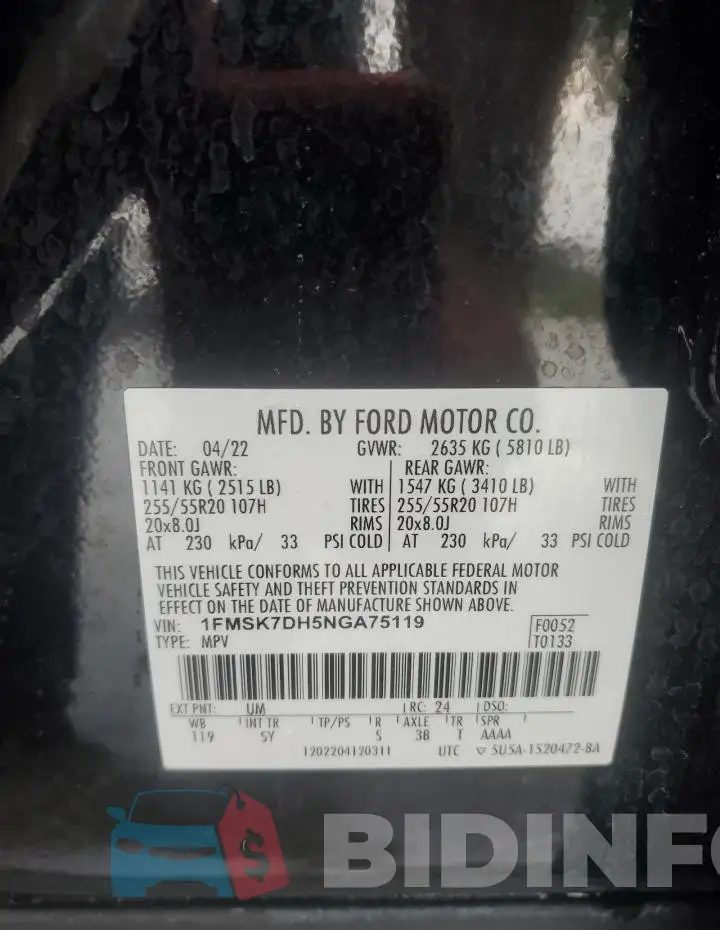 1FMSK7DH5NGA75119 Photo# 13