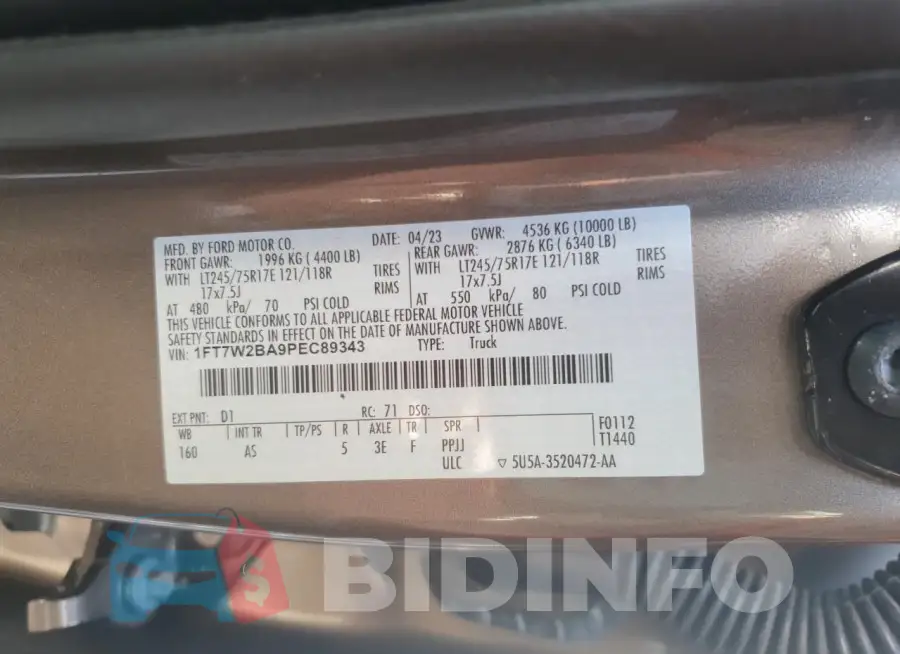 1FT7W2BA9PEC89343 Photo# 12