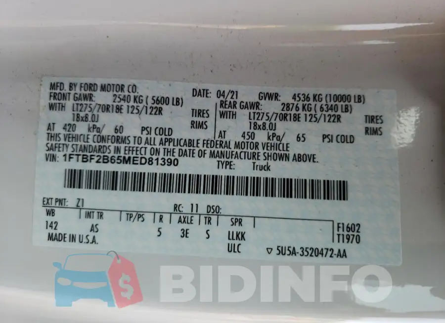 1FTBF2B65MED81390 Photo# 12