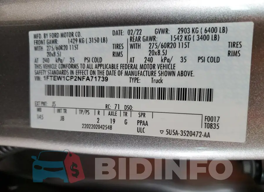 1FTEW1CP2NFA71739 Photo# 12