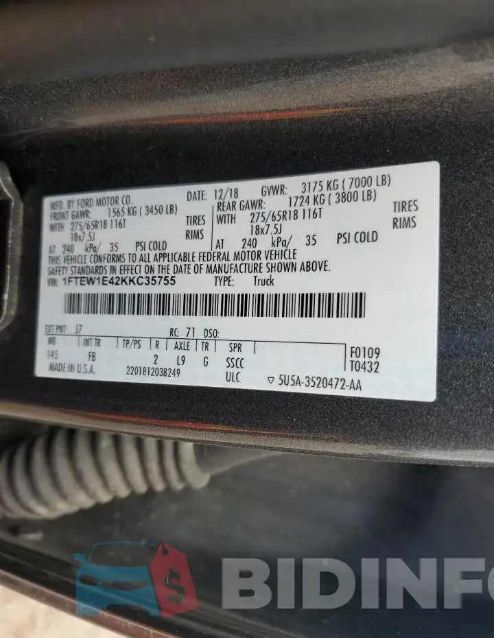 1FTEW1E42KKC35755 Photo# 12