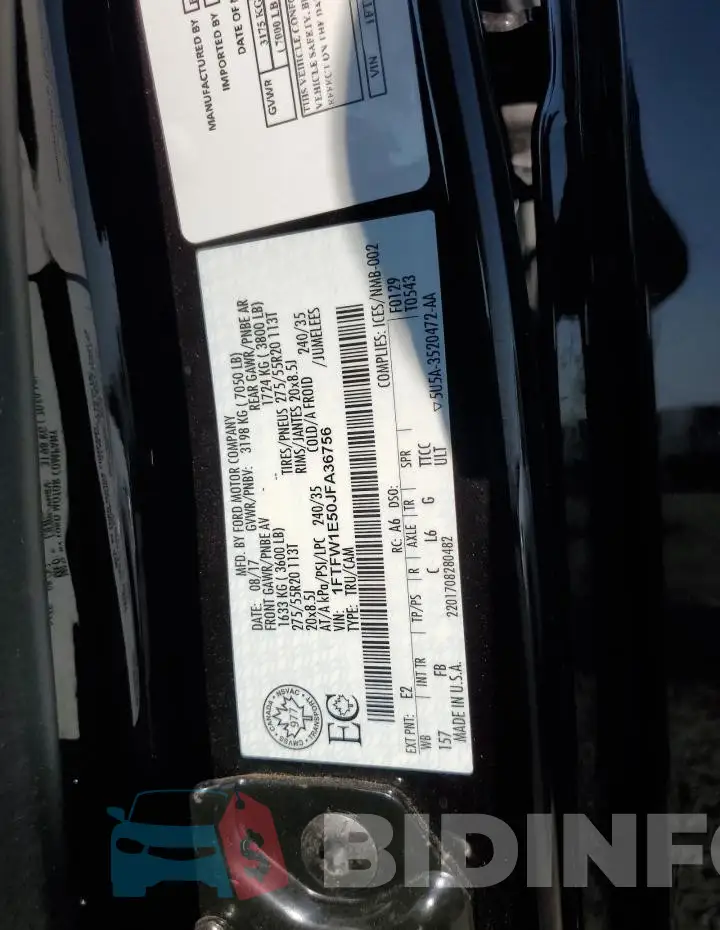 1FTFW1E50JFA36756 Photo# 13