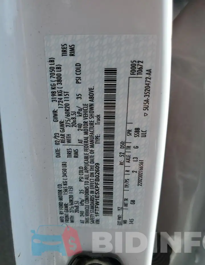 1FTFW1E5XPFB02609 Photo# 12