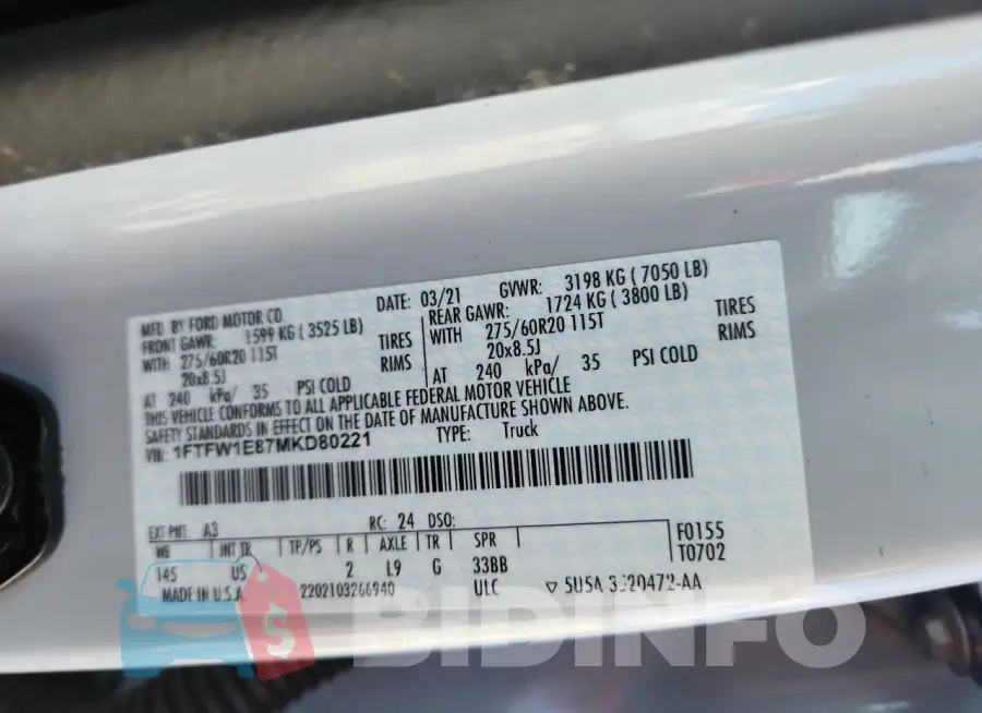 1FTFW1E87MKD80221 Photo# 12