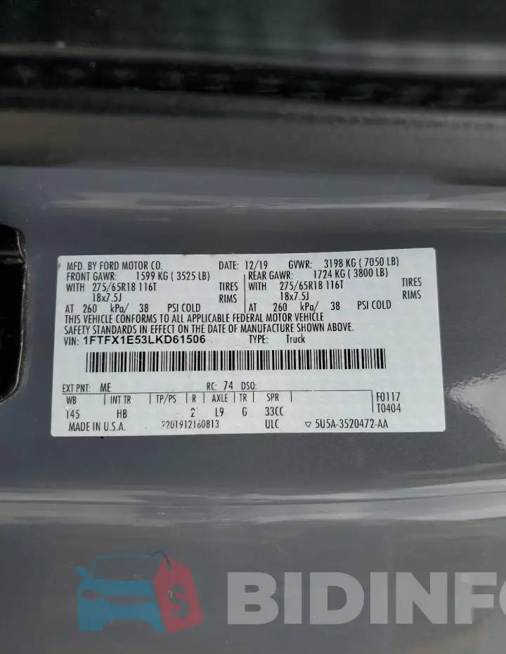 1FTFX1E53LKD61506 Photo# 12