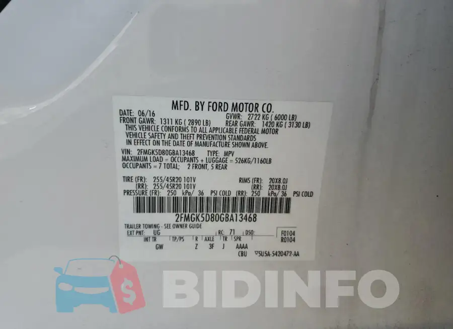2FMGK5D80GBA13468 Photo# 13