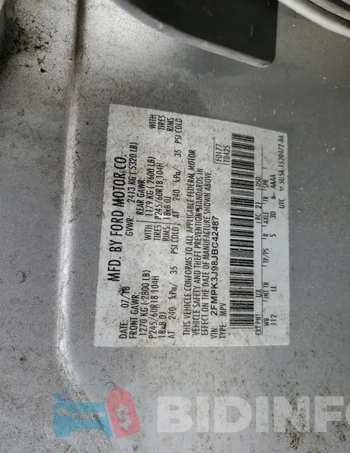 2FMPK3J98JBC42487 Photo# 13