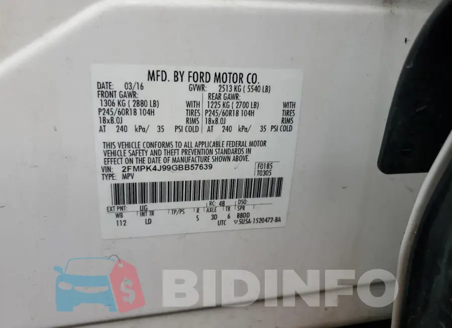 2FMPK4J99GBB57639 Photo# 14