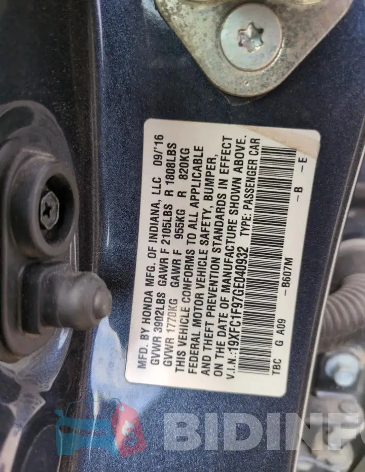 19XFC1F97GE040932 Photo# 12