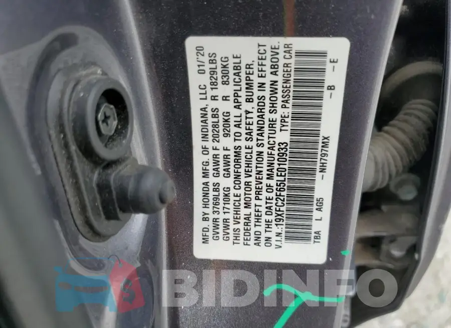 19XFC2F65LE010933 Photo# 12