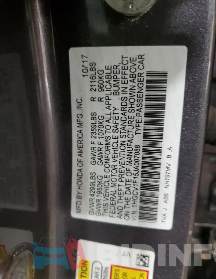1HGCV1F15JA007088 Photo# 12