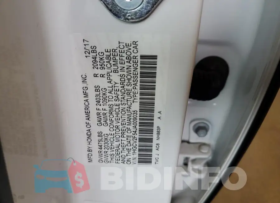 1HGCV2F54JA009035 Photo# 13