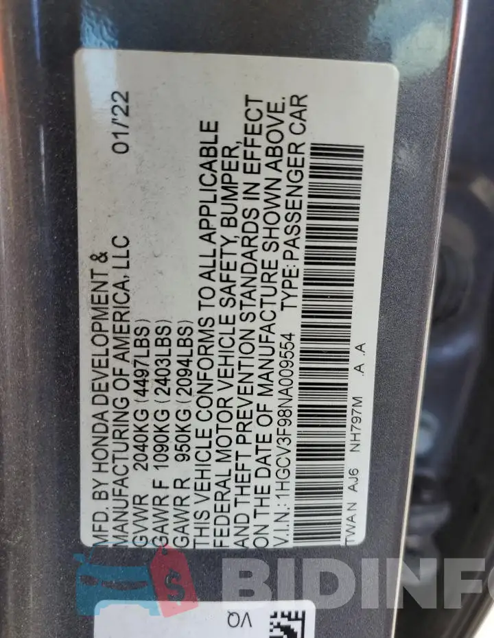 1HGCV3F98NA009554 Photo# 12