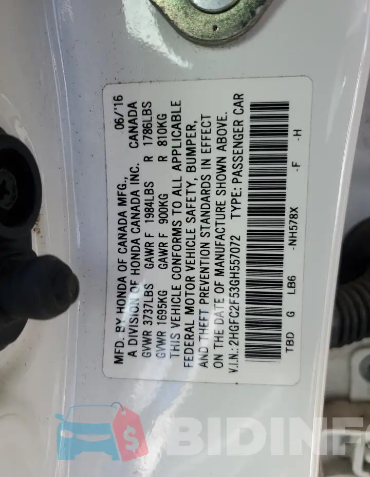 2HGFC2F53GH557072 Photo# 13