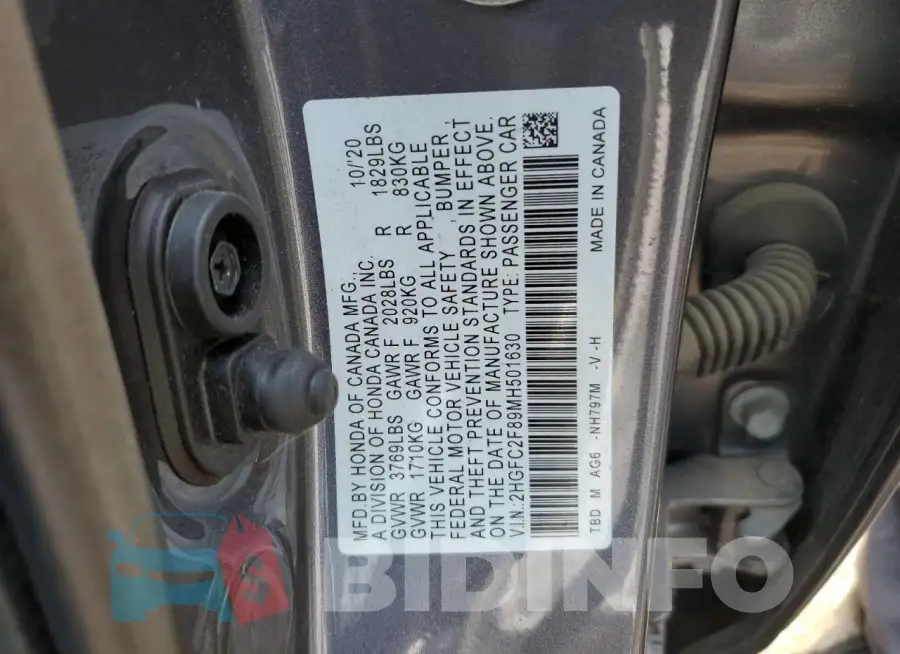 2HGFC2F89MH501630 Photo# 13
