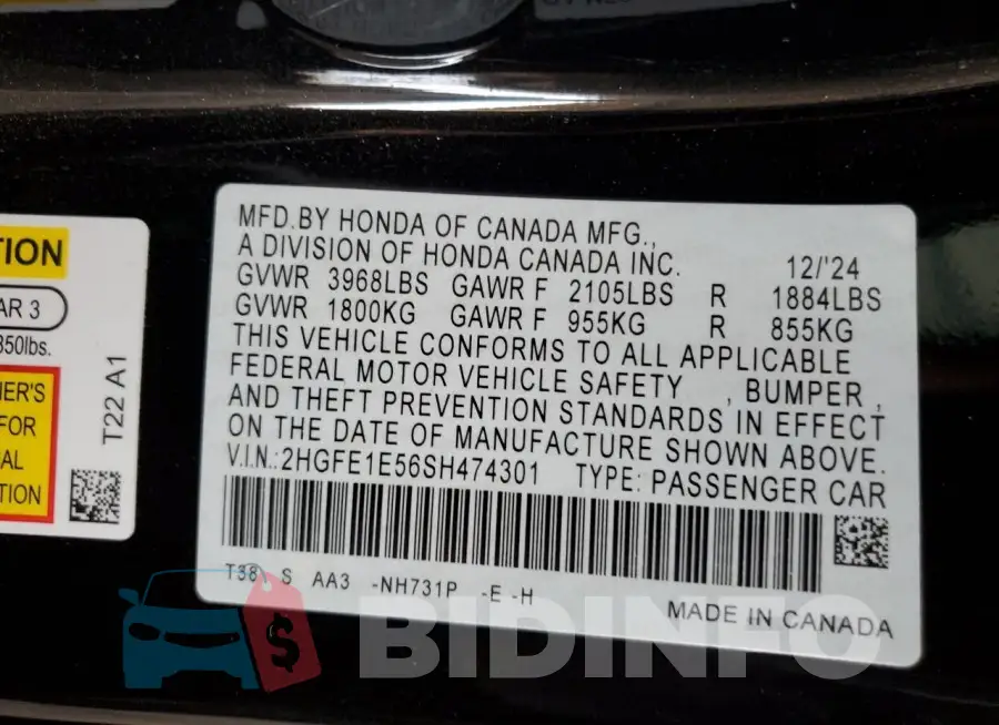 2HGFE1E56SH474301 Photo# 12