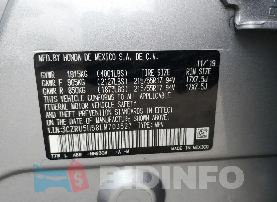 3CZRU5H58LM703527 Photo# 13