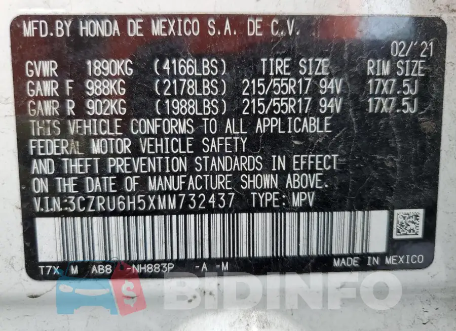 3CZRU6H5XMM732437 Photo# 14
