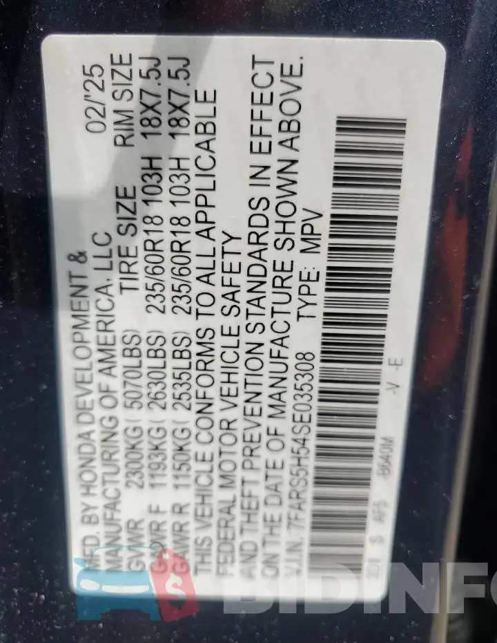 7FARS5H54SE035308 Photo# 14
