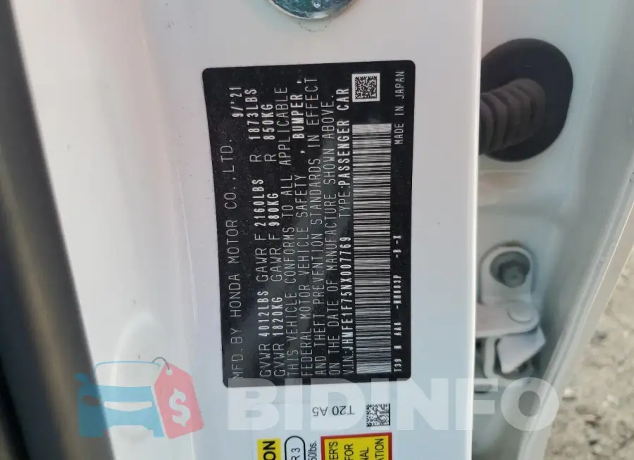 JHMFE1F75NX007769 Photo# 12