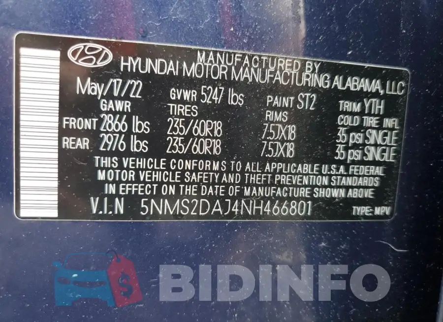 5NMS2DAJ4NH466801 Photo# 14