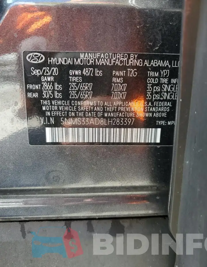 5NMS33AD8LH283397 Photo# 13