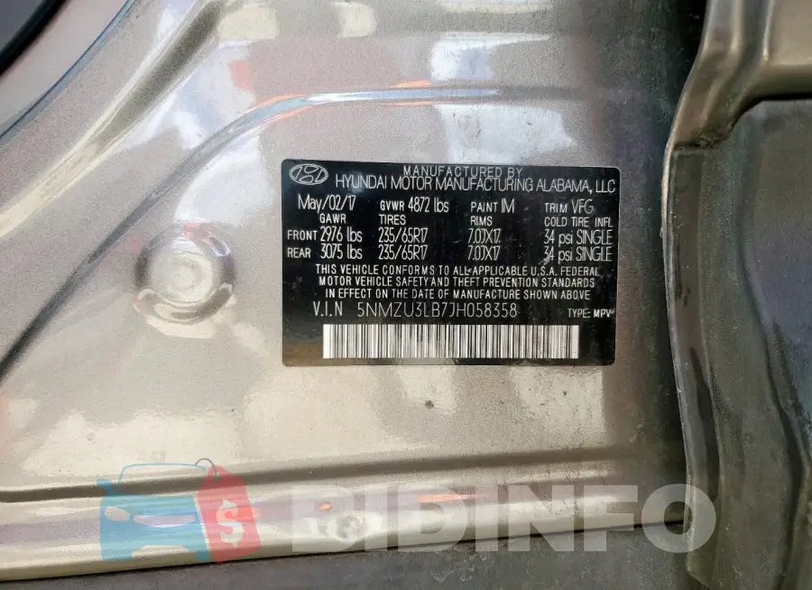 5NMZU3LB7JH058358 Photo# 12