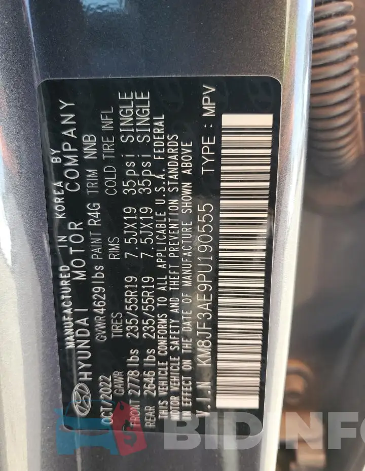 KM8JF3AE9PU190555 Photo# 13