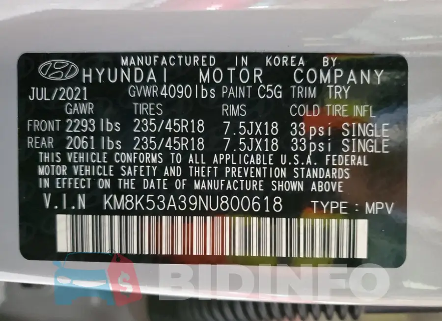 KM8K53A39NU800618 Photo# 12