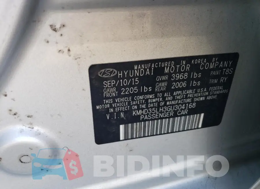 KMHD35LH3GU304168 Photo# 12