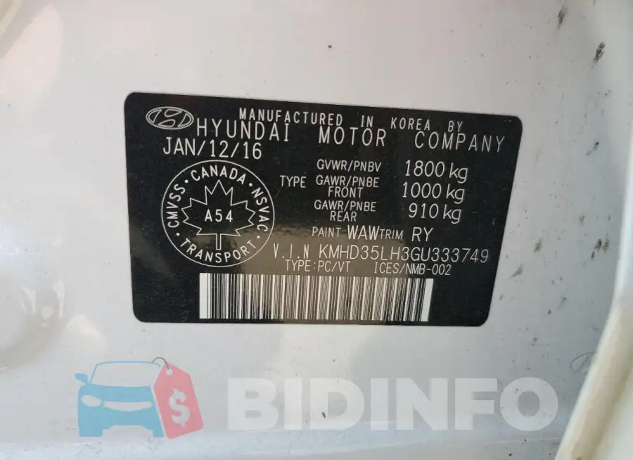 KMHD35LH3GU333749 Photo# 13