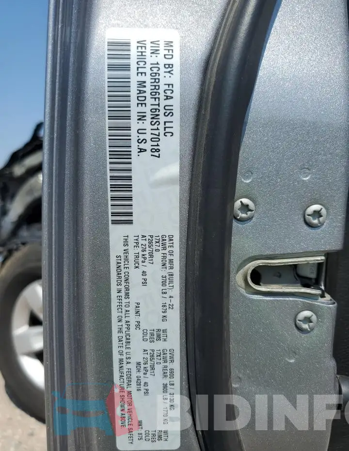 1C6RR6FT6NS170187 Photo# 12
