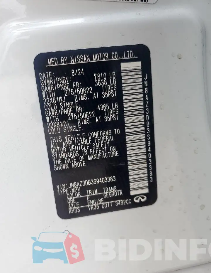 JN8AZ3DB3S9403383 Photo# 14