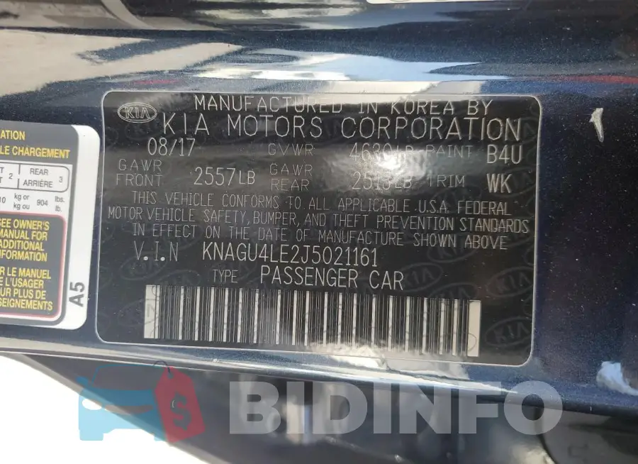 KNAGU4LE2J5021161 Photo# 12