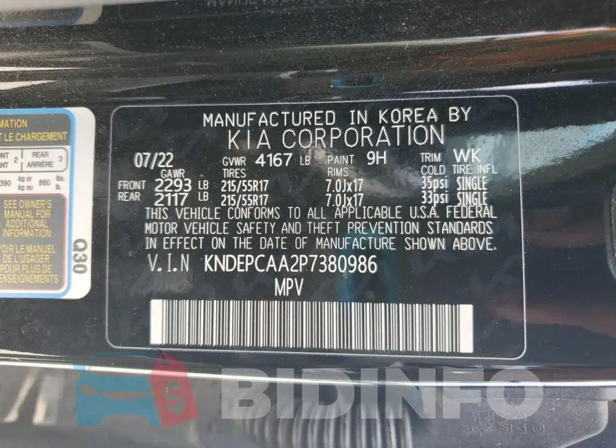 KNDEPCAA2P7380986 Photo# 14