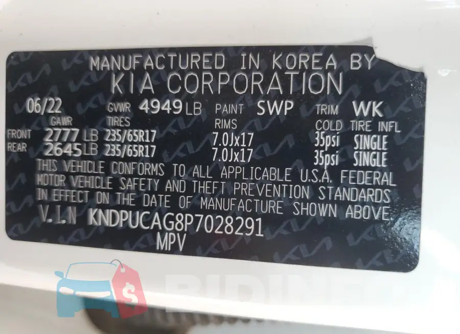 KNDPUCAG8P7028291 Photo# 12