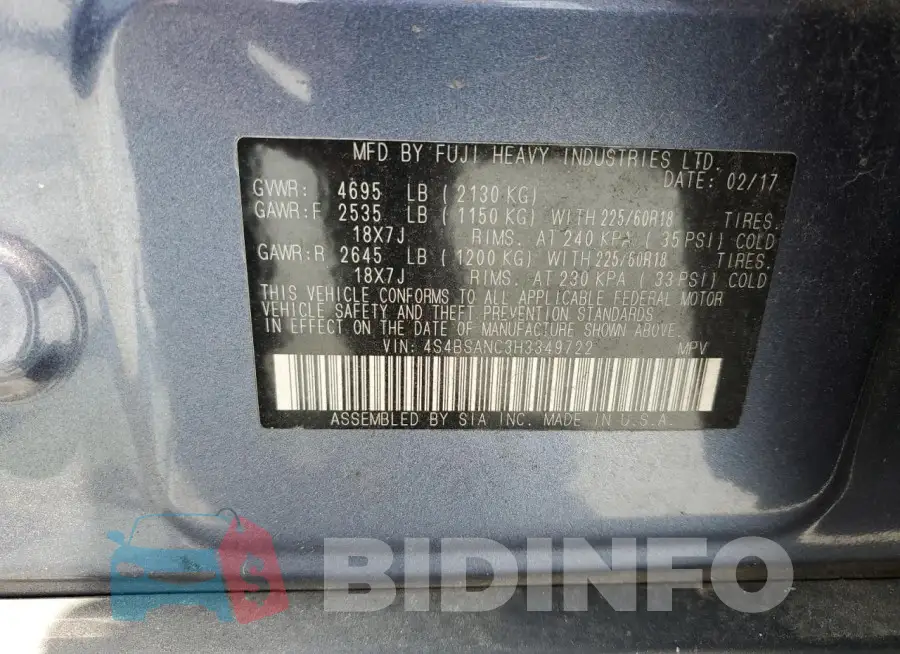 4S4BSANC3H3349722 Photo# 13
