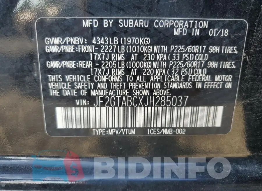 JF2GTABCXJH285037 Photo# 14