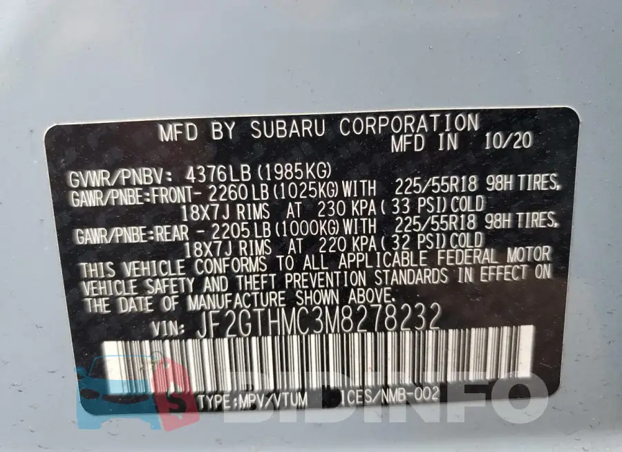 JF2GTHMC3M8278232 Photo# 13